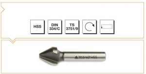 HSS DIN 334-C 3 Ağızlı Silindirik Saplı Havşa Freze - 60°