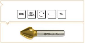 HSS DIN 334-C 3 Ağızlı Silindirik Saplı Havşa Freze - 60° - TIN KAPLI