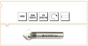 HSS DIN 335-C 3 Ağızlı Silindirik Saplı Havşa Freze - 90°