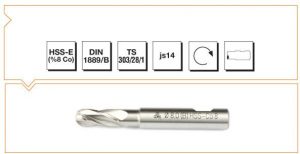 HSS - E (o) DIN 1889-B Silindirik Saplı Küresel Kalıpçı Freze - KISA