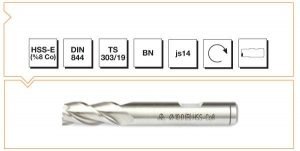 HSS - E (o) DIN 844 BN Silindirik Saplı Parmak Freze - KISA