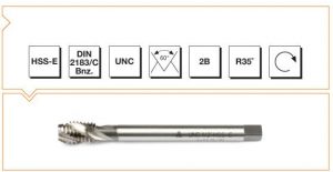 HSS - E DIN 2183-C USA Normal Vidalı Helis Kanallı Makina Kılavuzu - UNC