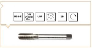 HSS - E DIN 2183-C USA İnce Vidalı Düz Kanallı Makina Kılavuzu - UNF