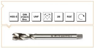 HSS - E DIN 2183-C USA İnce Vidalı Helis Kanallı Makina Kılavuzu - UNF