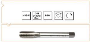 HSS - E DIN 2183-C Whitworth Vidalı Düz Kanallı Makina Kılavuzu