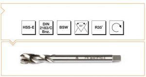 HSS - E DIN 2183-C Whitworth Vidalı Helis Kanallı Makina Kılavuzu
