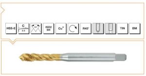 HSS-E DIN - 371 METAL DIŞI 45° Helis Kanallı Bakır Alaşımlı