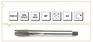 HSS - E DIN 374-C Metrik İnce Vidalı Düz Kanallı Makina Kılavuzu