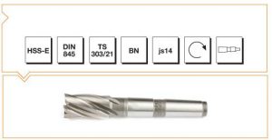 HSS - E DIN 845 BN Mors Konik Saplı Parmak Freze - KISA