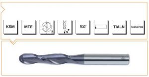 KSM MTE Normu Komple Sert Metal Küresel Başlı Parmak Freze 2 Ağızlı