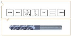 KSM MTE Normu Komple Sert Metal Küresel Başlı Parmak Freze 4 Ağızlı-EKSTRA UZUN