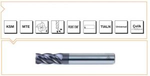 KSM MTE Normu Komple Sert Metal Parmak Freze 4 Ağızlı - 35°-38° - Köşe Pahlı